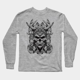 Line Art Skull Head Warrior - Light Version Long Sleeve T-Shirt